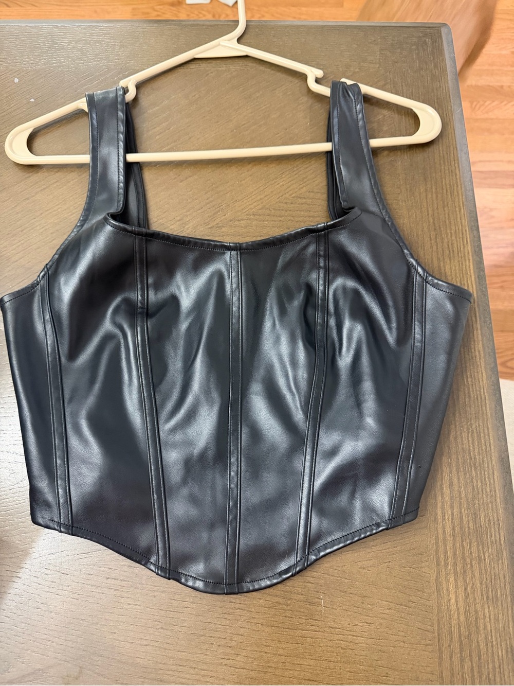Sincerely Jules Black Faux Leather Corset Crop Top